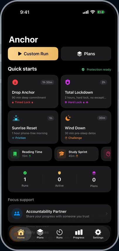 Anchor on iPhone, screen 1