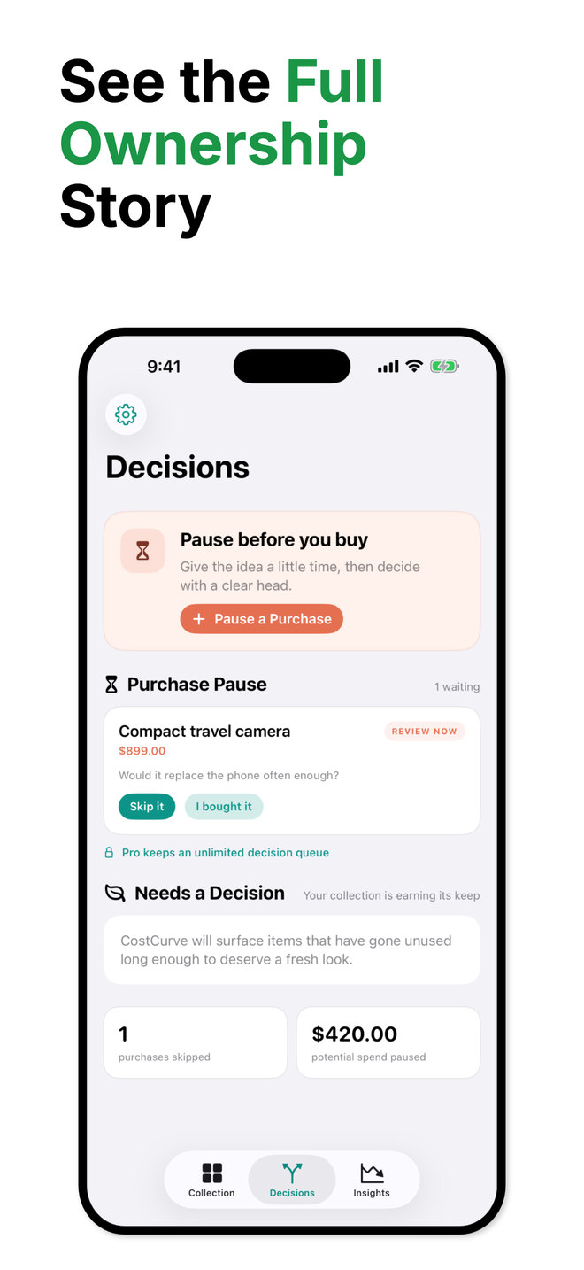 CostCurve current App Store screen 1