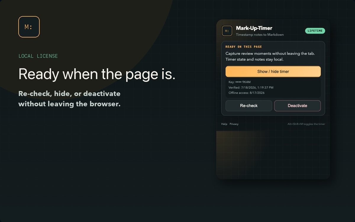 Mark-Up-Timer in use in the browser