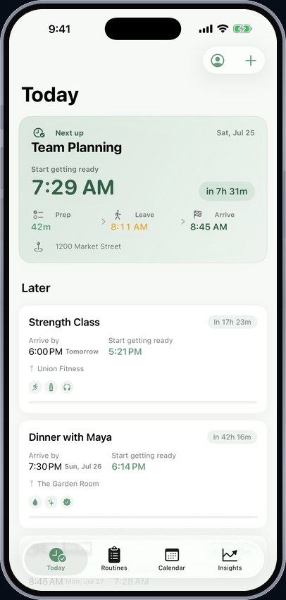 PrepClock on iPhone, screen 1