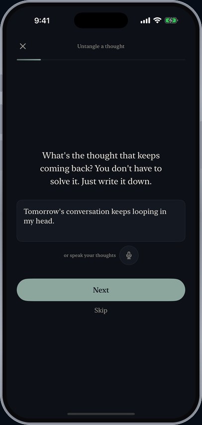 Stillpoint on iPhone, screen 1