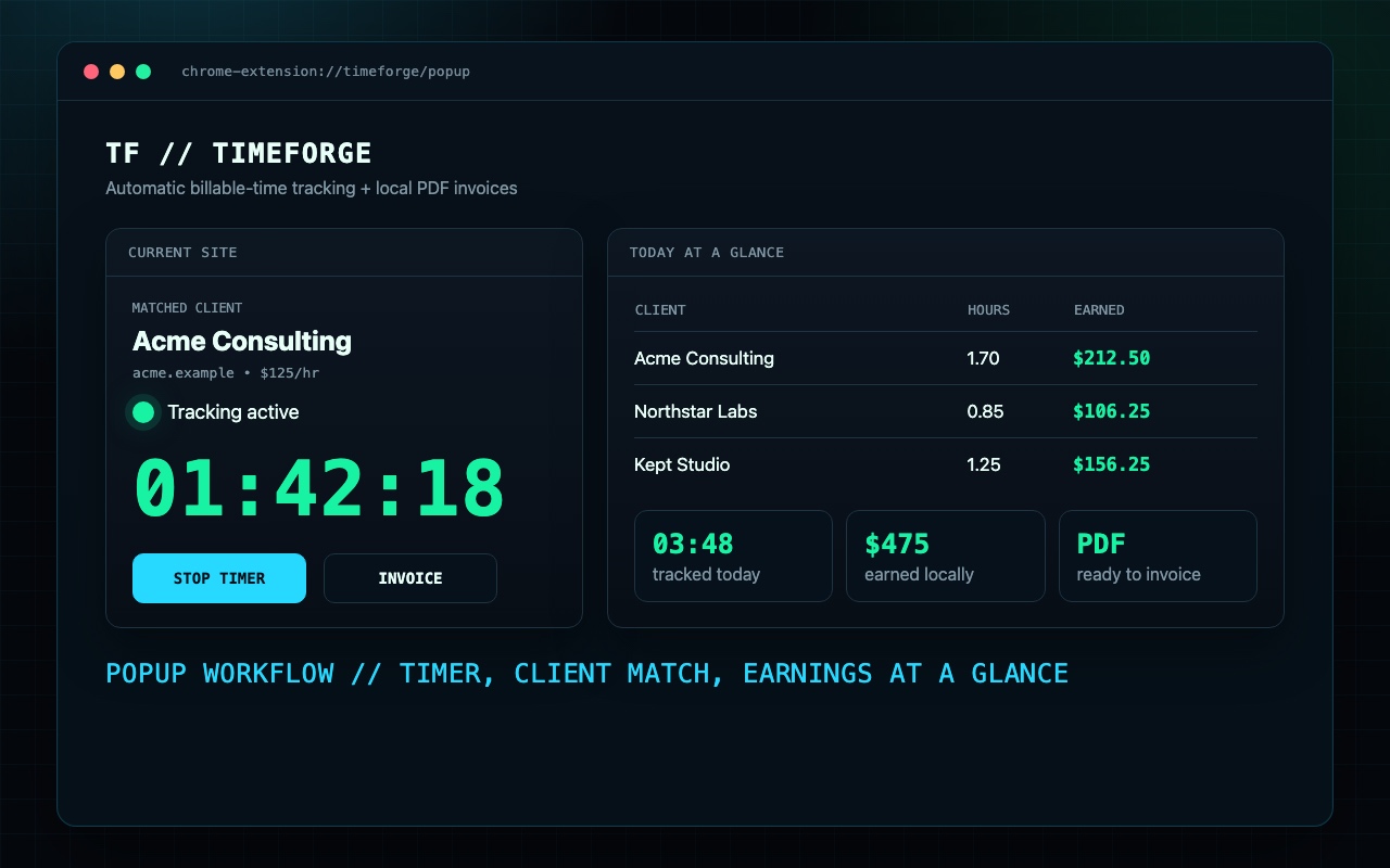 TimeForge in use