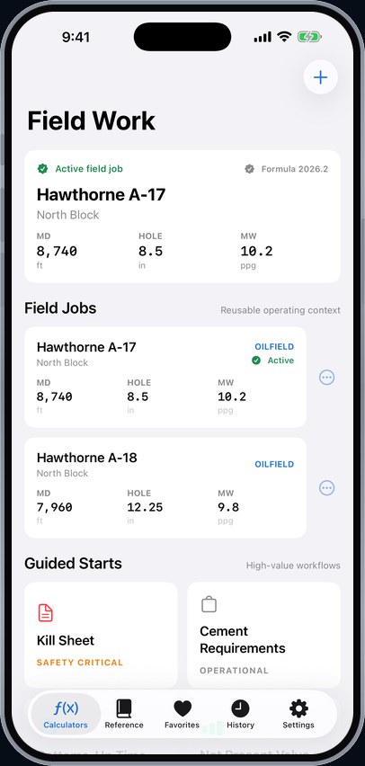 WellCalc on iPhone, screen 2
