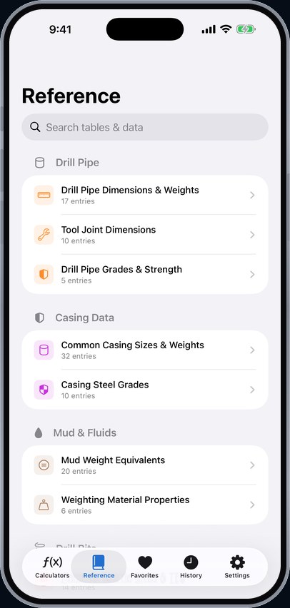 WellCalc on iPhone, screen 3
